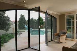 Patio security screens installed at a residential property.